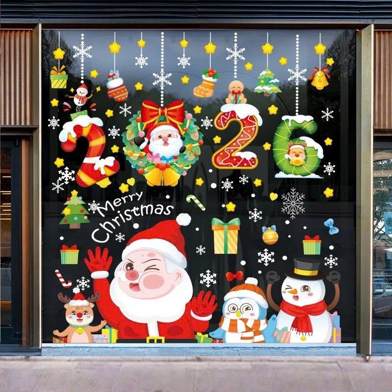 Combo 2 Tấm Decal Trang Trí Ông Già Noel Vui Đón Giáng Sinh 2026