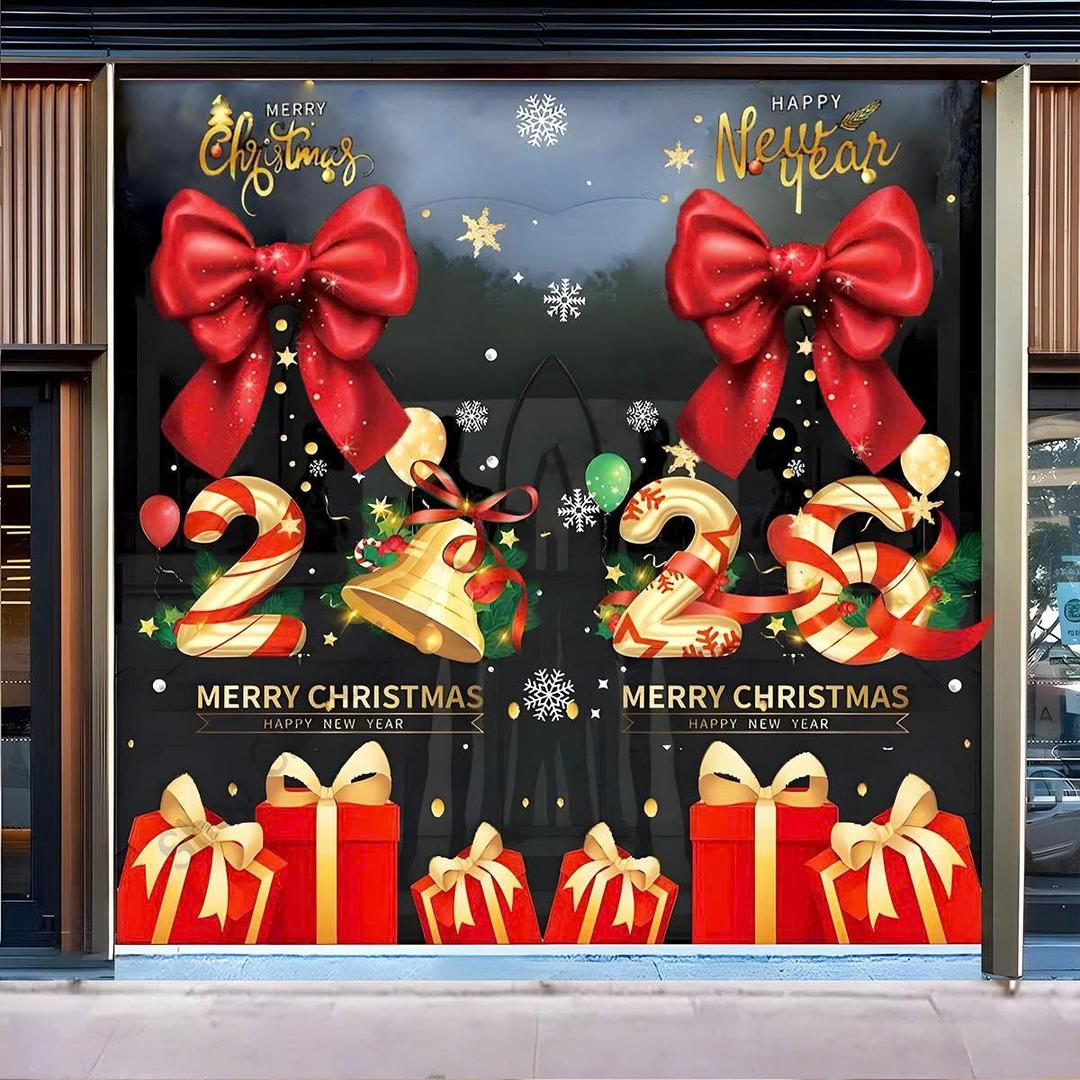 Combo 3 Tấm Decal Trang Trí Noel Nơ Đỏ Và Hộp Quà Giáng Sinh 2026