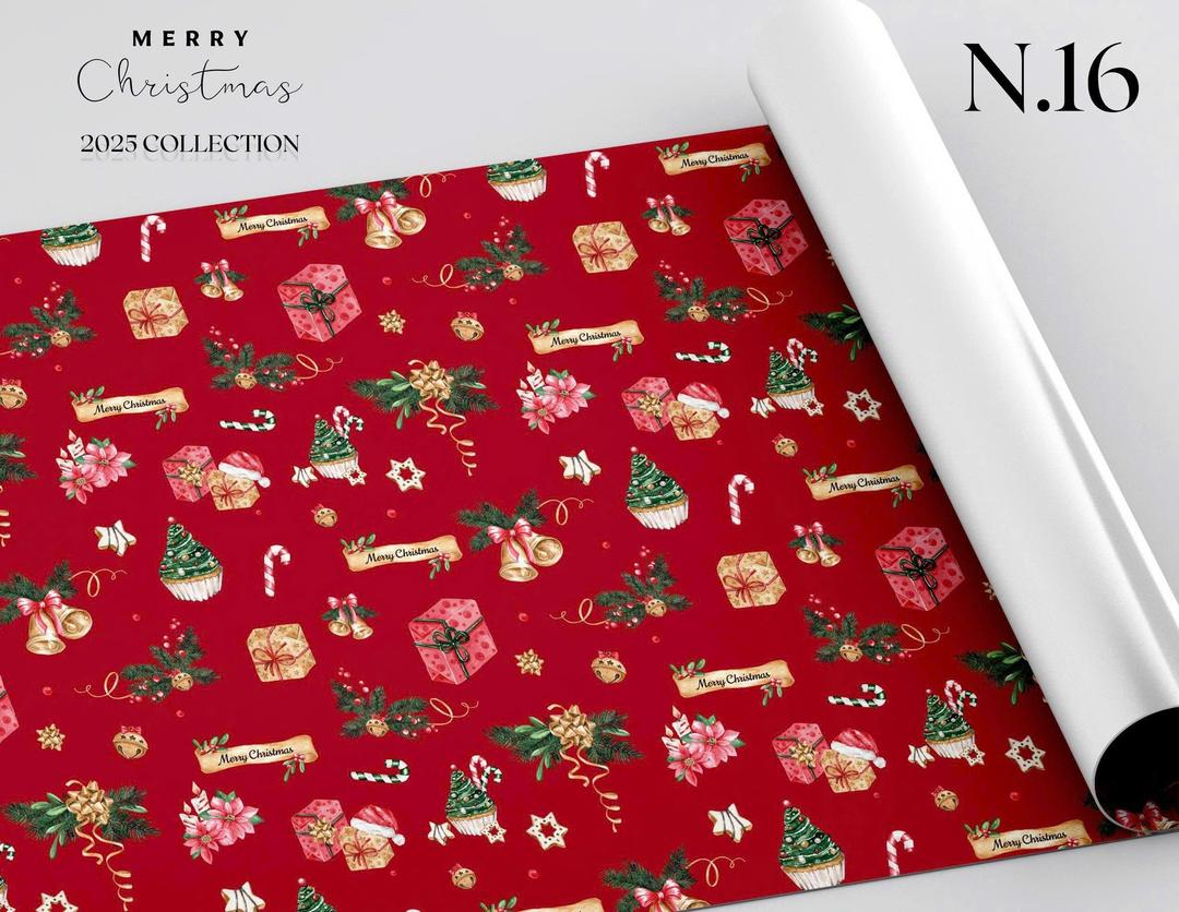 Set 5 Giấy Gói Quà Hoạ Tiết Hộp Quà Và Chuông Đôi Xinh Xắn