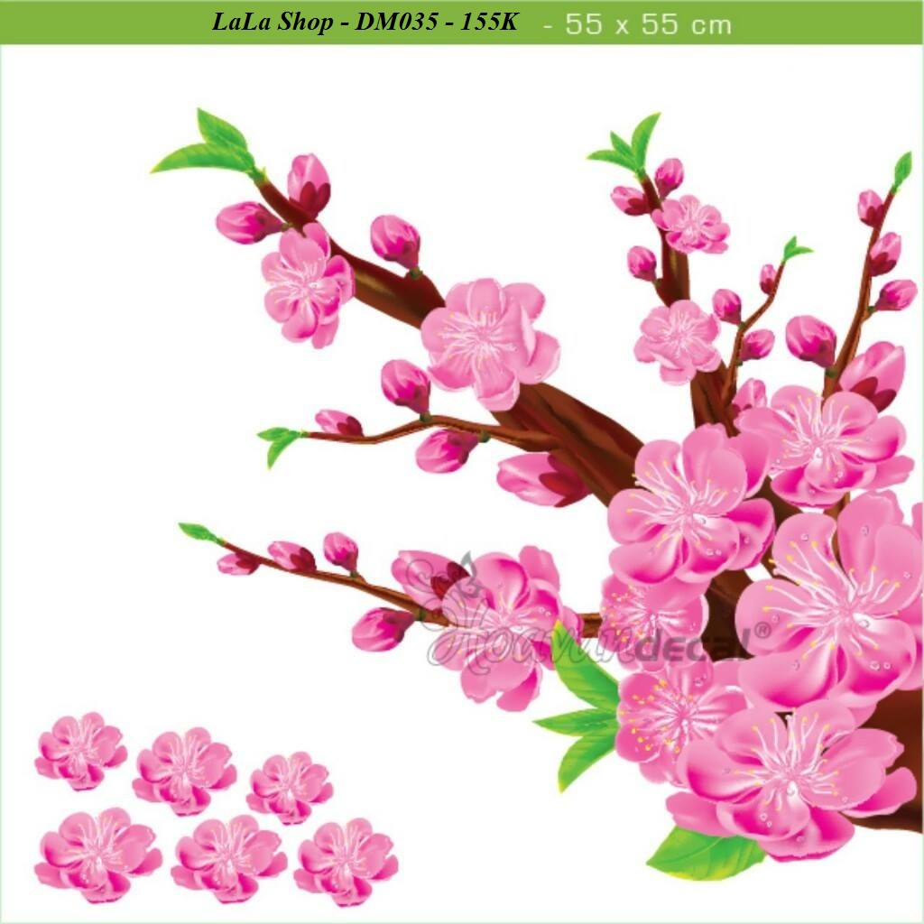 Decal Mỹ Cành đào hồng 1