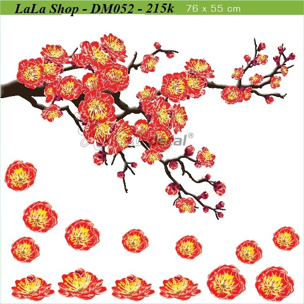 Decal Mỹ Cành đào đỏ size to
