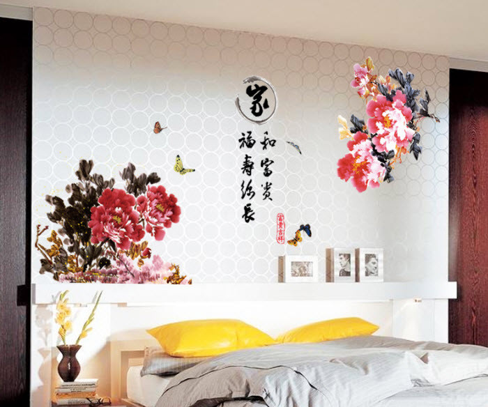 Decal mẫu đơn đỏ