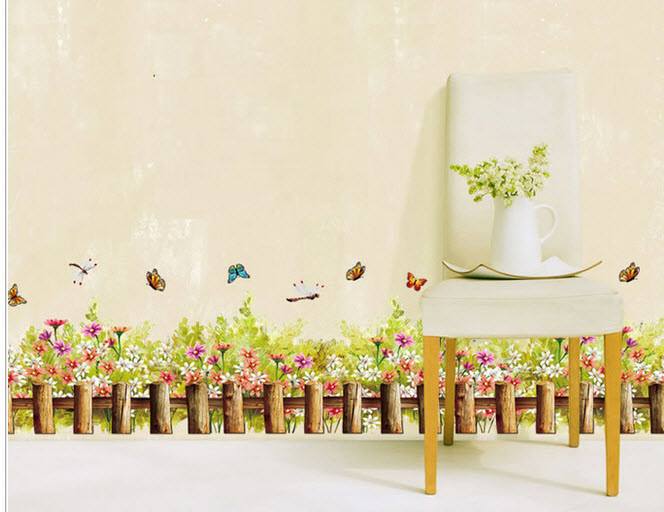 Decal dán chân tường hàng rào nâu 2