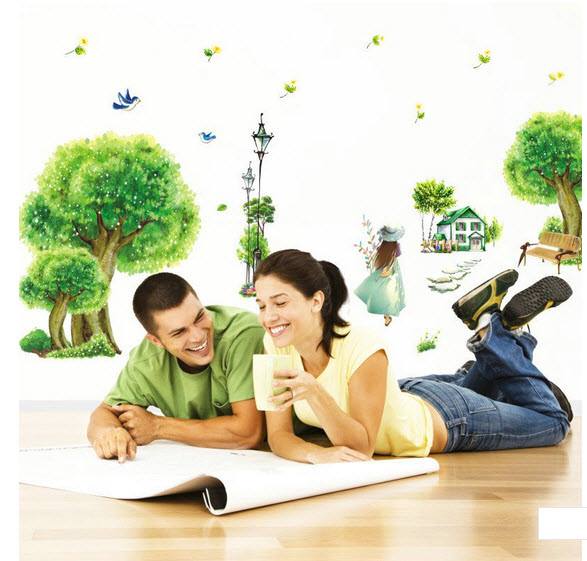 Decal dán tường Công viên xanh