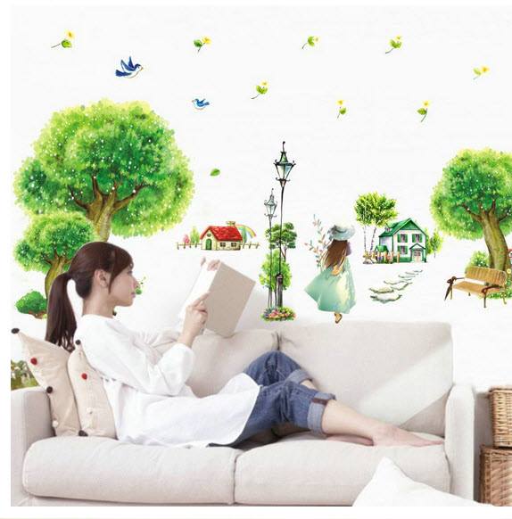 Decal dán tường Công viên xanh