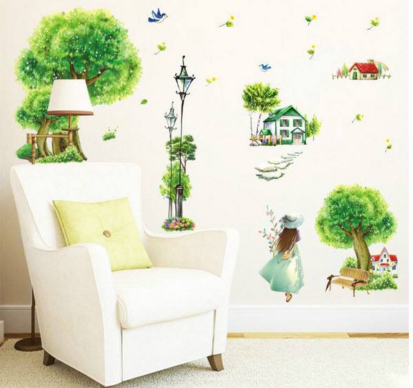 Decal dán tường Công viên xanh