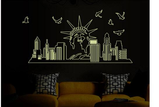Decal dán tường thành phố đêm dạ quang 5