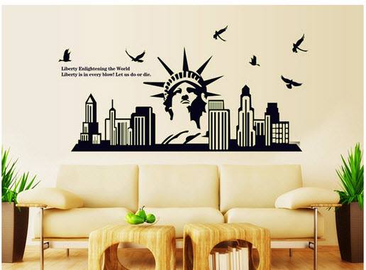 Decal dán tường thành phố đêm dạ quang 5