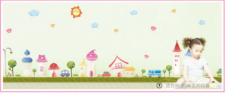 Decal dán tường thị trấn nhỏ