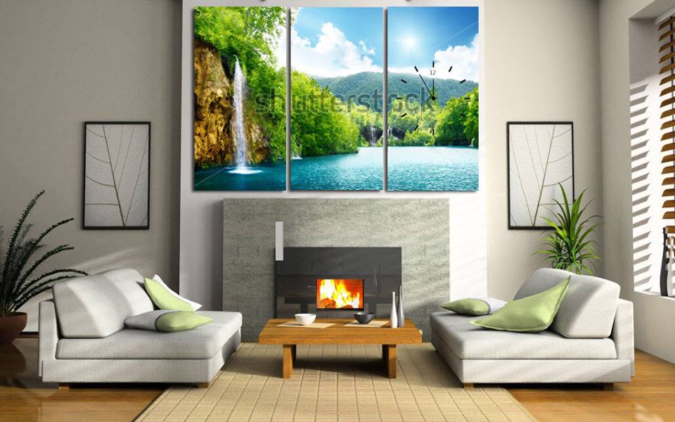 Tranh đồng hồ thác nước 1